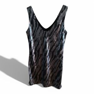 La Château Black Sequin Mini Dress XS – Zebra Print Party Dress